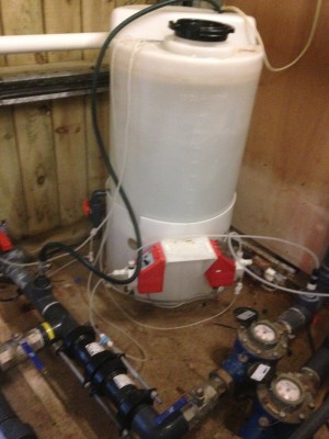 Twin Hypo Dosing system for Feeds from Hill and more polluted River supply into common tank
